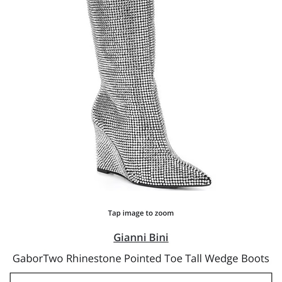 Gianii Bini GaborTwo Rhinestone pointed wedge boots brand new never worn - Picture 2 of 3